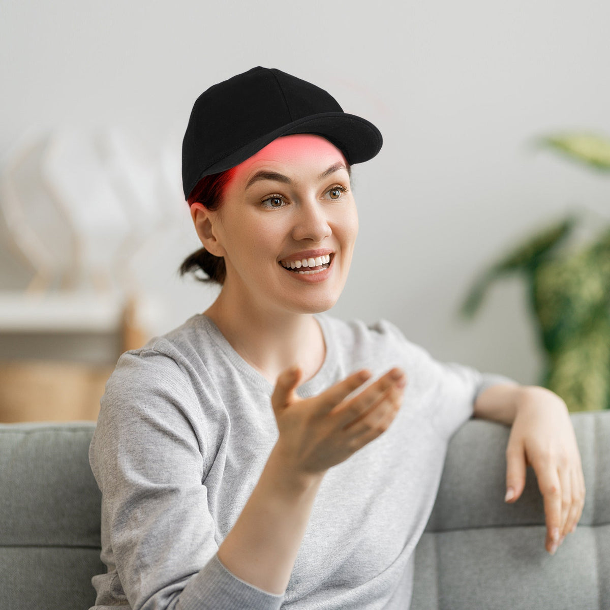 NOUVEAU RICHE Infrarot-Rotlicht-Kappe – LED Rotlicht Haarkappe für die Kopfhaut, Kabellose Anwendung Zuhause – HairGlow Pro