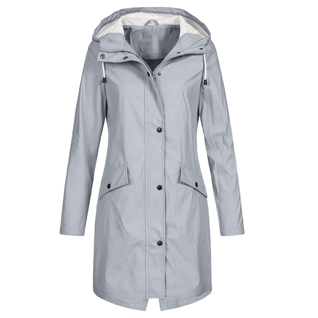 NOUVEAU RICHE Damen Regenjacke Winddicht Stil Elegant Bei Jedem Wetter Grau