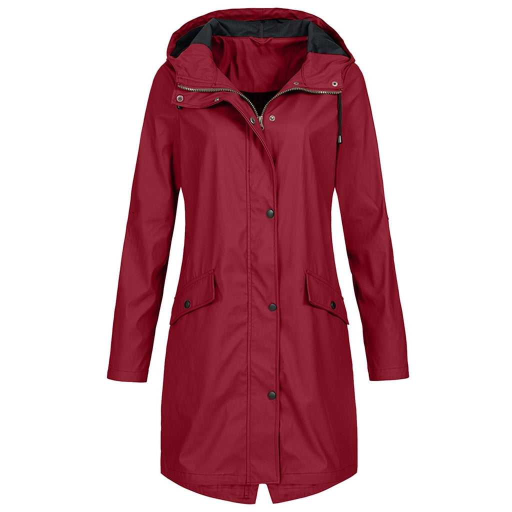 NOUVEAU RICHE Damen Regenjacke Winddicht Stil Elegant Bei Jedem Wetter Rot