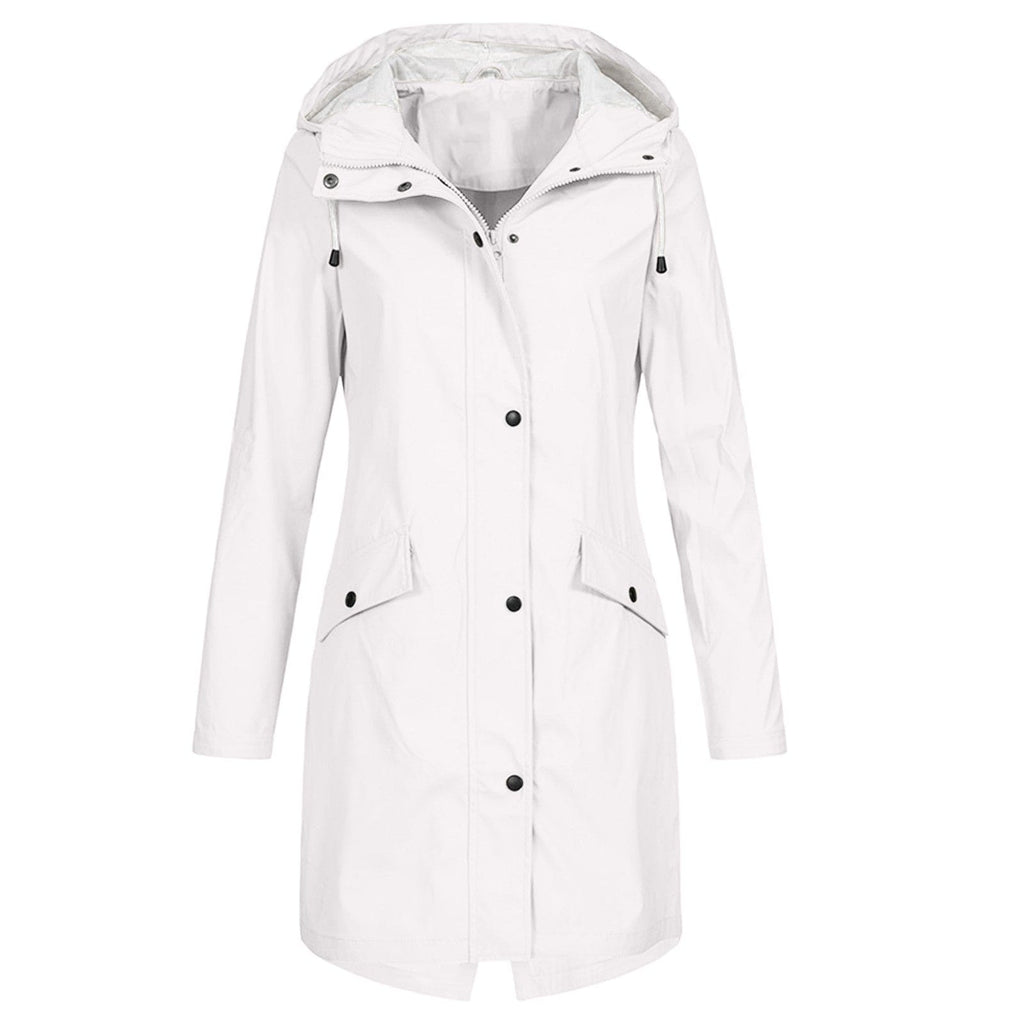 NOUVEAU RICHE Damen Regenjacke Winddicht Stil Elegant Bei Jedem Wetter Weiß