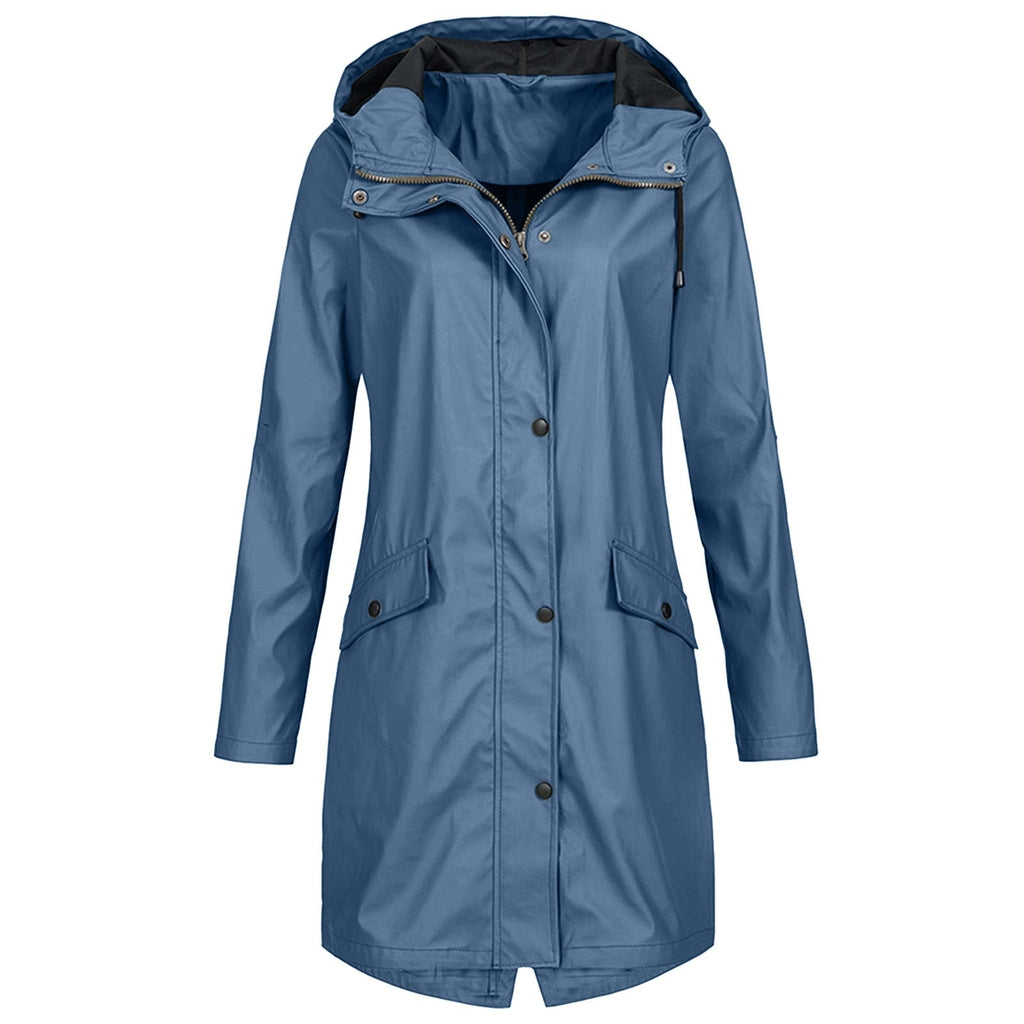 NOUVEAU RICHE Damen Regenjacke Winddicht Stil Elegant Bei Jedem Wetter Blau