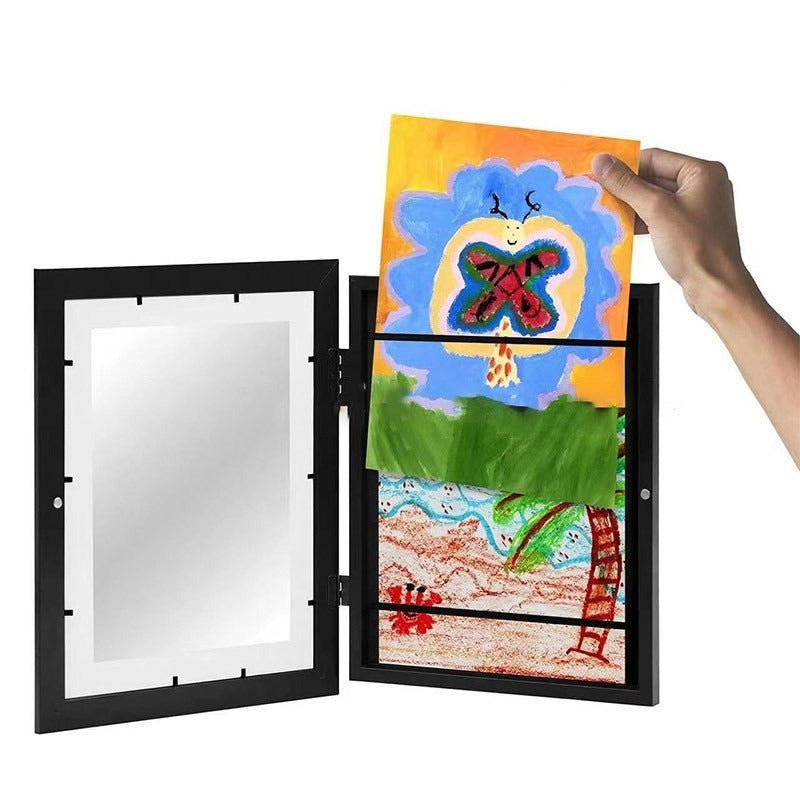 NOUVEAU RICHE Zeichenrahmen – Magnetischer Bilderrahmen für Kinderzeichnungen A4, Platz für 150+ Zeichnungen, Holz – ArtSwap Frame