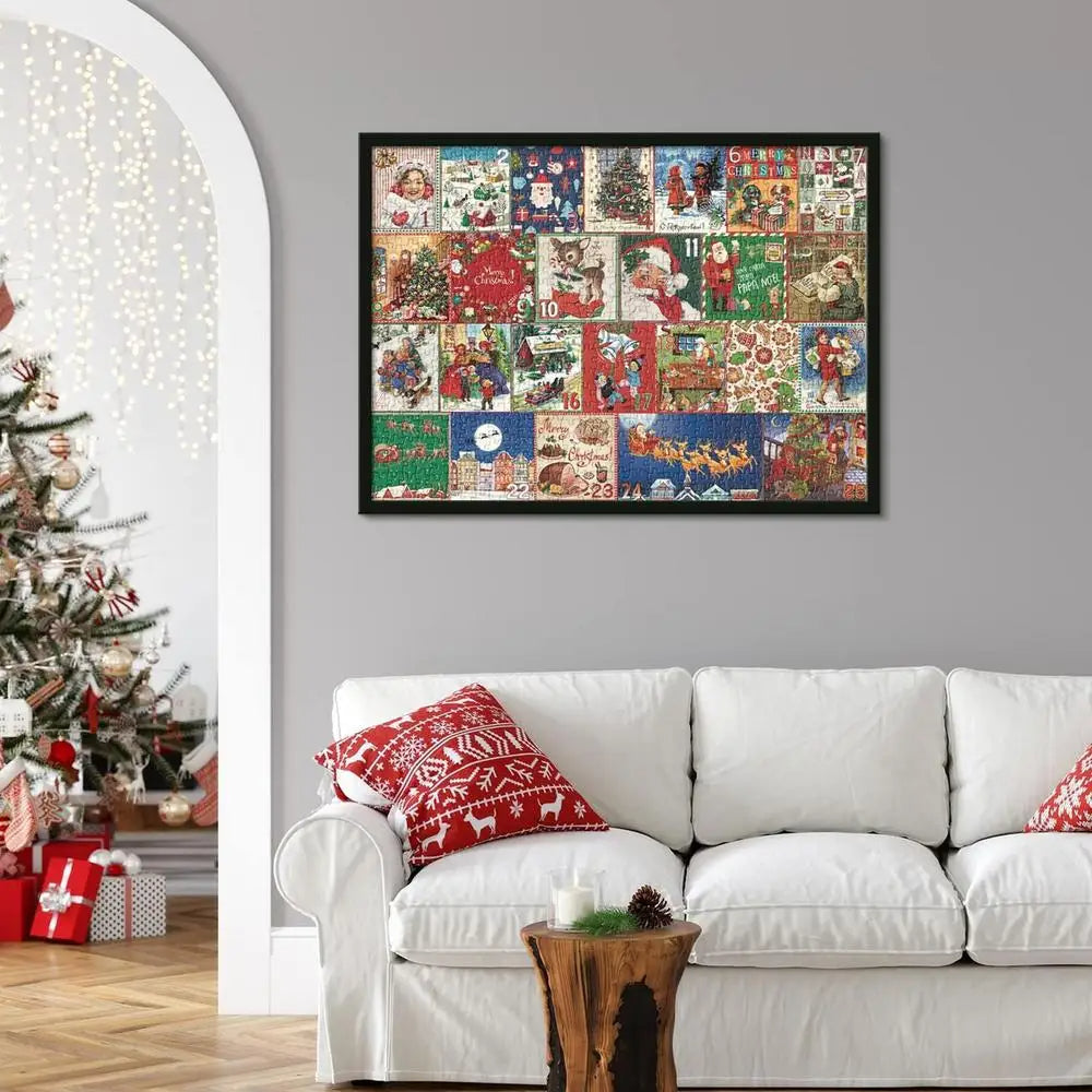NOUVEAU RICHE Puzzle-Adventskalender – Weihnachtspuzzle 1000 Teile in 24 Tagen, Adventskalender für Erwachsene & Familie – FestivePuzzle