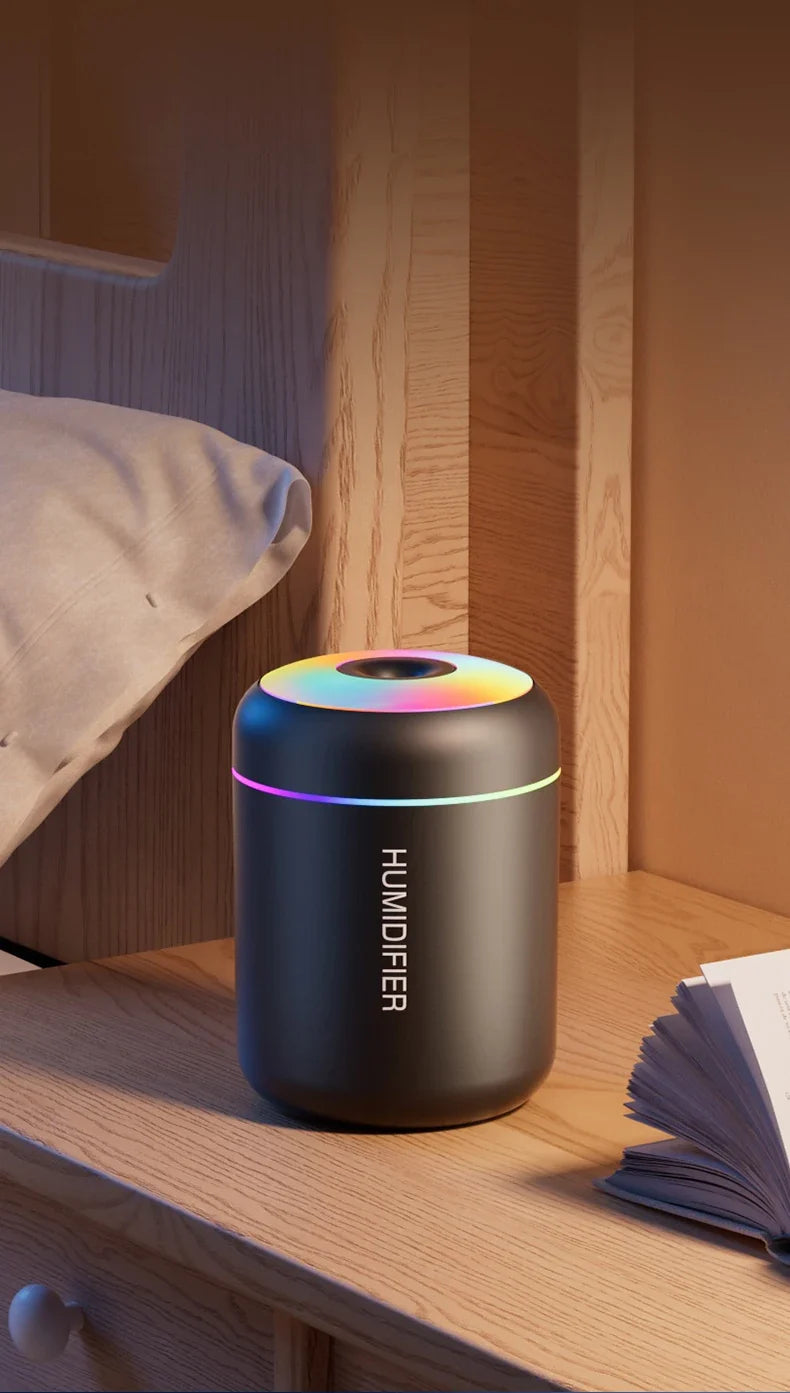 NOUVEAU RICHE Mini Luftbefeuchter mit Aromatherapie – USB Aroma Diffuser 180 ml mit LED-Licht – ideal für Auto, Schlafzimmer & Büro