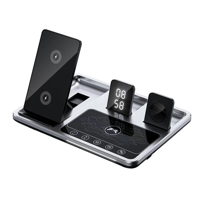 NOUVEAU RICHE Multifunktionale Ladestation – Kabellose Ladestation für Handy, Uhr & Kopfhörer, bis zu 4 Geräte – PowerSync