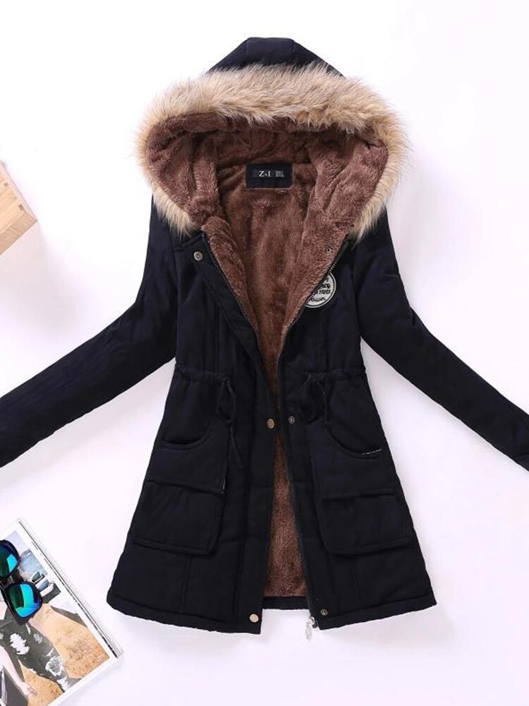 NOUVEAU RICHE Parka Mit Fleecefutter Kapuze Warm Und Stilvoll Jetzt - Winterjacke - Wintermäntel Damen Schwarz