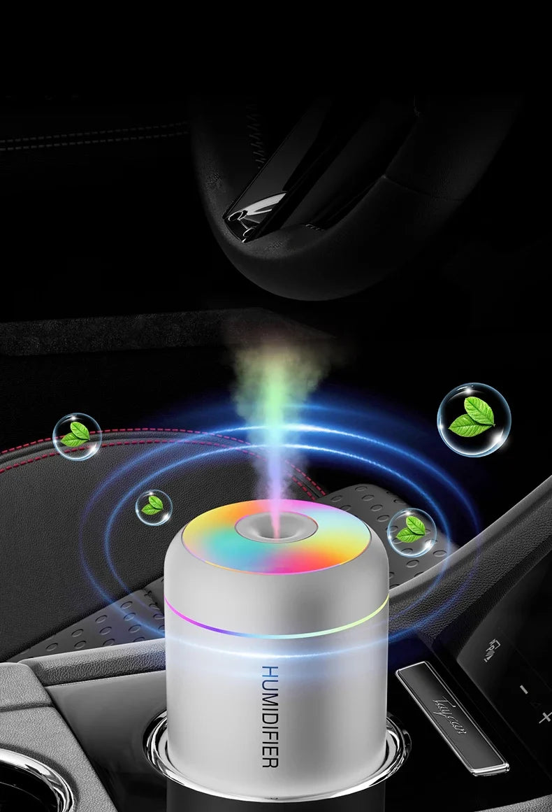 NOUVEAU RICHE Mini Luftbefeuchter mit Aromatherapie – USB Aroma Diffuser 180 ml mit LED-Licht – ideal für Auto, Schlafzimmer & Büro