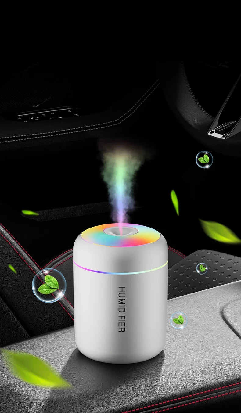 NOUVEAU RICHE Mini Luftbefeuchter mit Aromatherapie – USB Aroma Diffuser 180 ml mit LED-Licht – ideal für Auto, Schlafzimmer & Büro
