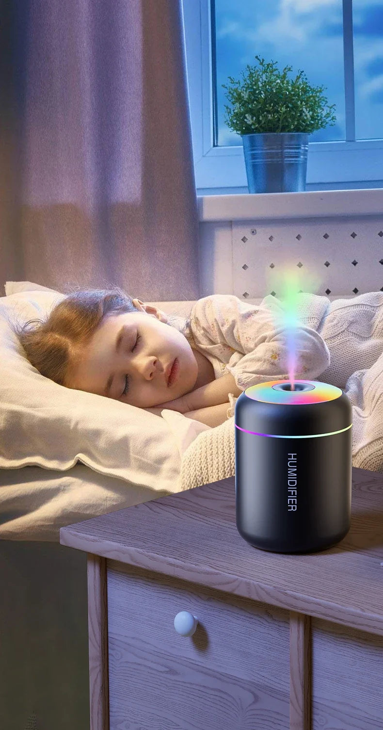 NOUVEAU RICHE Mini Luftbefeuchter mit Aromatherapie – USB Aroma Diffuser 180 ml mit LED-Licht – ideal für Auto, Schlafzimmer & Büro