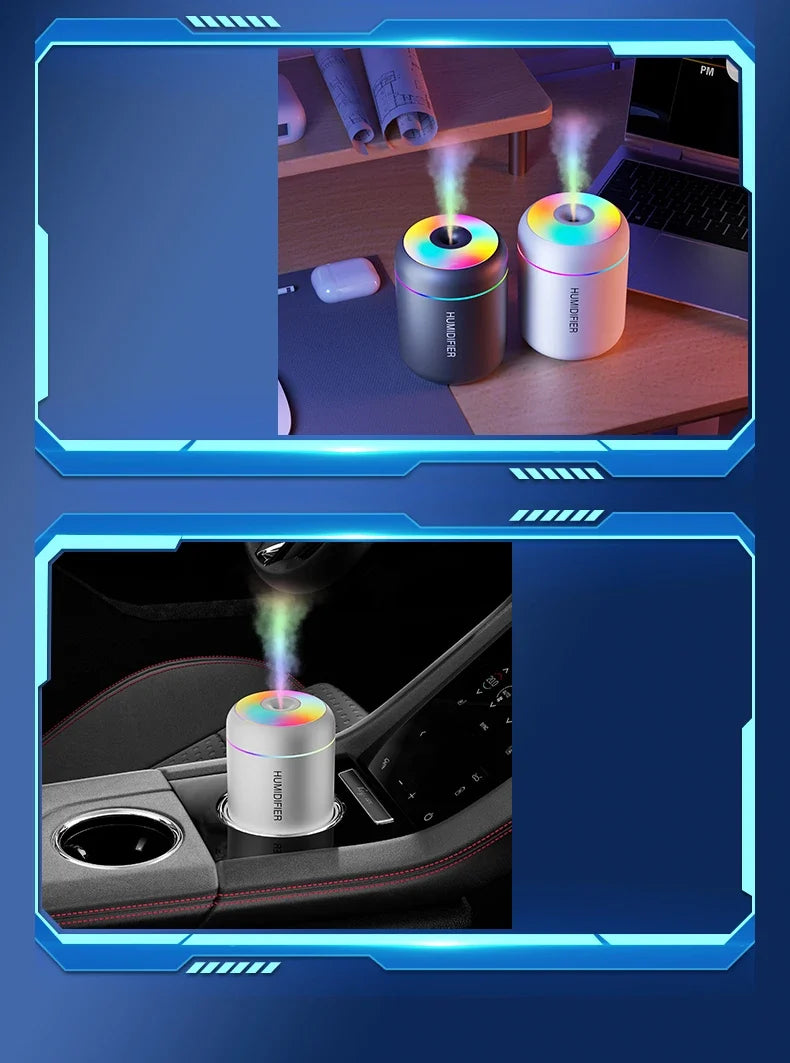 NOUVEAU RICHE Mini Luftbefeuchter mit Aromatherapie – USB Aroma Diffuser 180 ml mit LED-Licht – ideal für Auto, Schlafzimmer & Büro