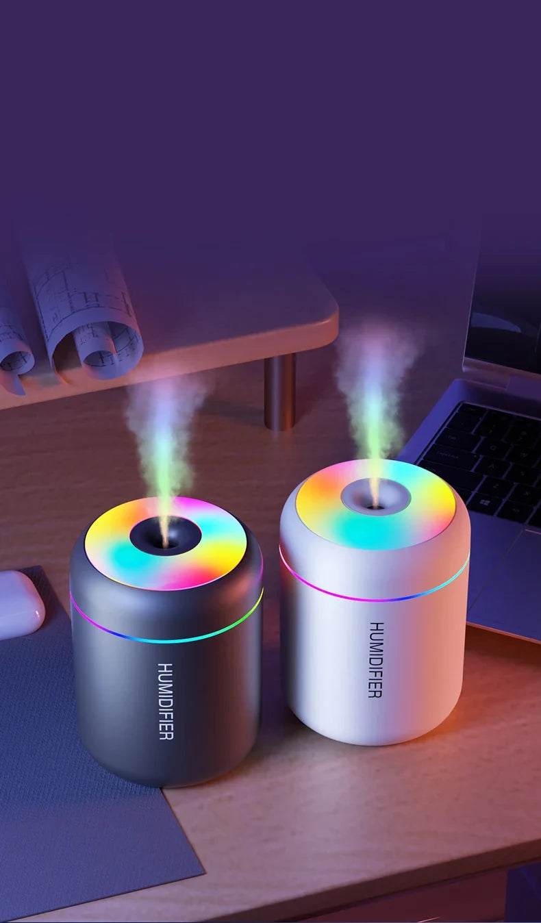 NOUVEAU RICHE Mini Luftbefeuchter mit Aromatherapie – USB Aroma Diffuser 180 ml mit LED-Licht – ideal für Auto, Schlafzimmer & Büro