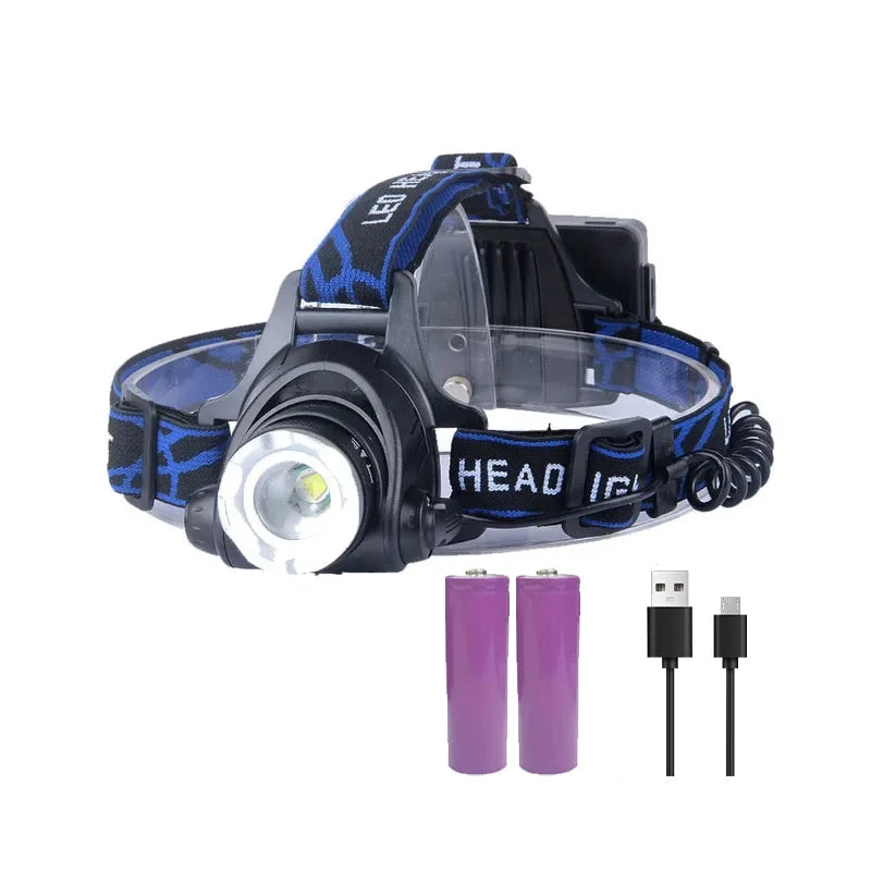 NOUVEAU RICHE Kraftvolle wasserdichte LED-Stirnlampe mit Zoom & wiederaufladbarem Akku für Outdoor-Aktivitäten