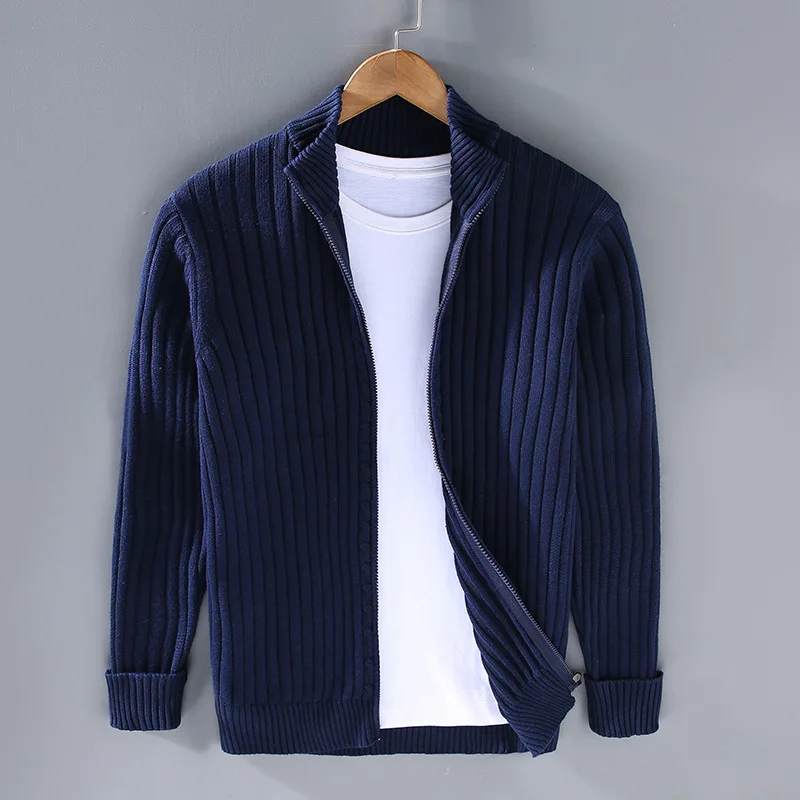 NOUVEAU RICHE Männer Rollkragenjacke Shetlandwolle Offenen Nähten Blau