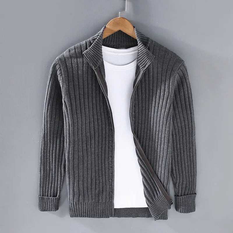 NOUVEAU RICHE Herren Strickjacke Mit Reissverschluss Bequem Alltagsstil Dunkelgrau