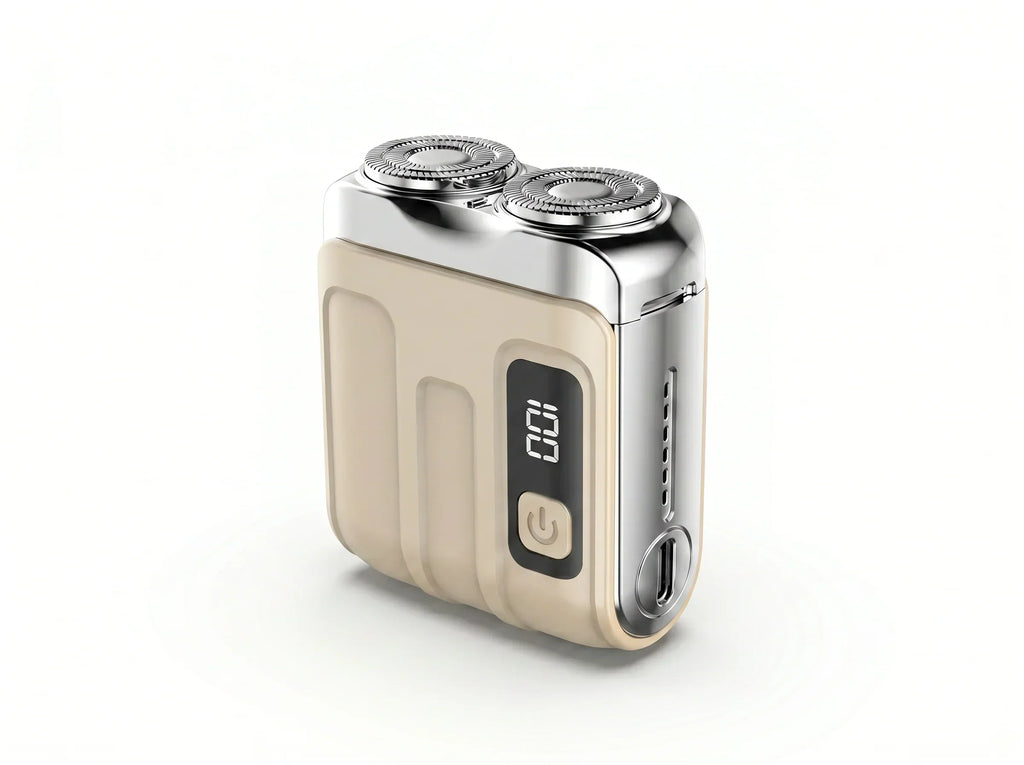 NOUVEAU RICHE Pocket Shaver – Tragbarer Elektrorasierer für Herren, Mini Reiserasierer mit USB-C Akku, Nass & Trocken, Glatte Rasur Überall Gold