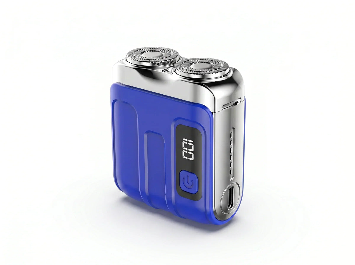 NOUVEAU RICHE Pocket Shaver – Tragbarer Elektrorasierer für Herren, Mini Reiserasierer mit USB-C Akku, Nass & Trocken, Glatte Rasur Überall Blau