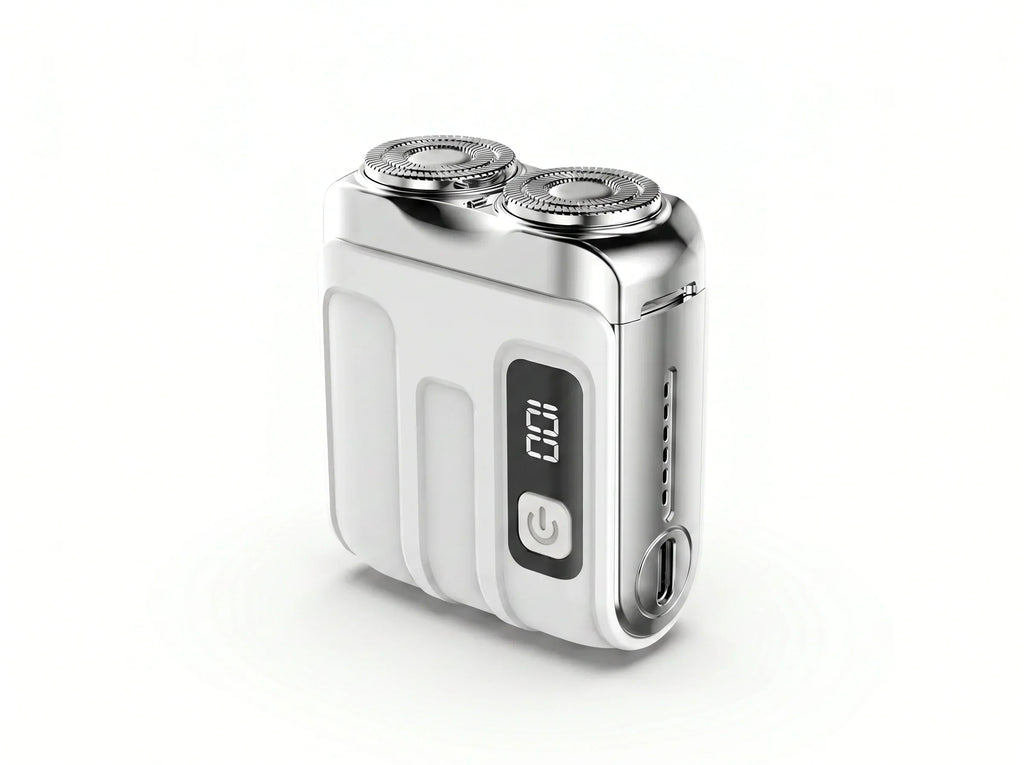 NOUVEAU RICHE Pocket Shaver – Tragbarer Elektrorasierer für Herren, Mini Reiserasierer mit USB-C Akku, Nass & Trocken, Glatte Rasur Überall Weiss