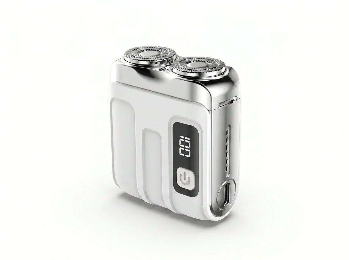 NOUVEAU RICHE Pocket Shaver – Tragbarer Elektrorasierer für Herren, Mini Reiserasierer mit USB-C Akku, Nass & Trocken, Glatte Rasur Überall Weiss