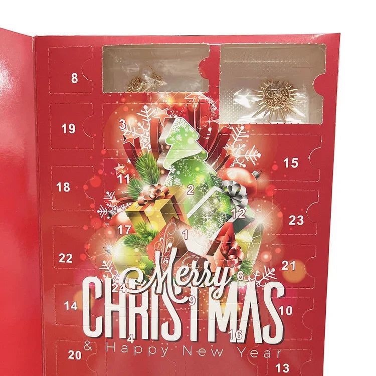 NOUVEAU RICHE Schmuck-Adventskalender – Adventskalender mit 24 Schmuckstücken in Gold & Silber, Ketten, Armbänder & Ohrringe für Damen – Livia
