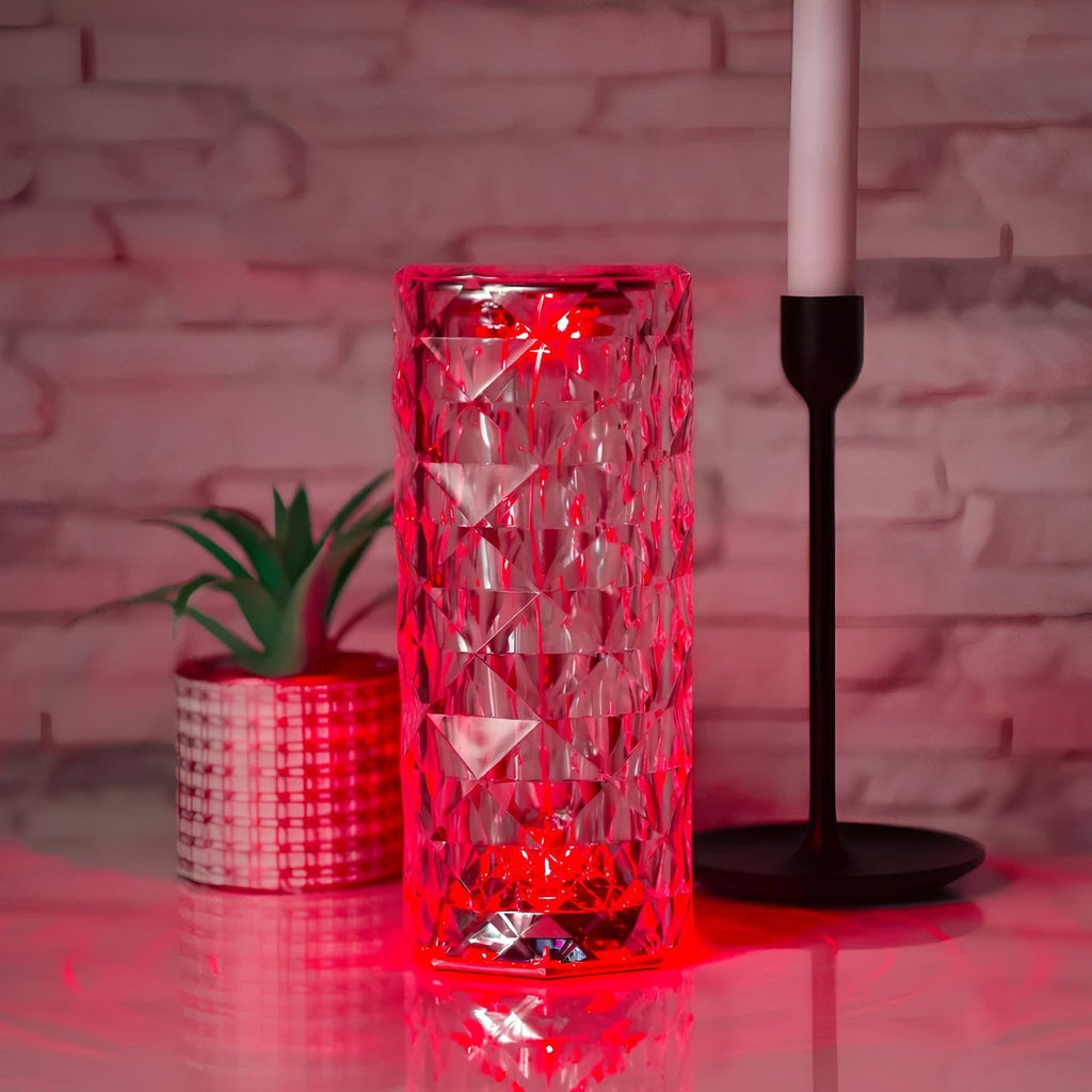 NOUVEAU RICHE Kristall-Tischlampe mit Touch-Steuerung – Kabellose Akku Kristalllampe mit Fernbedienung, 16 Farben, Dimmbar – Aurora