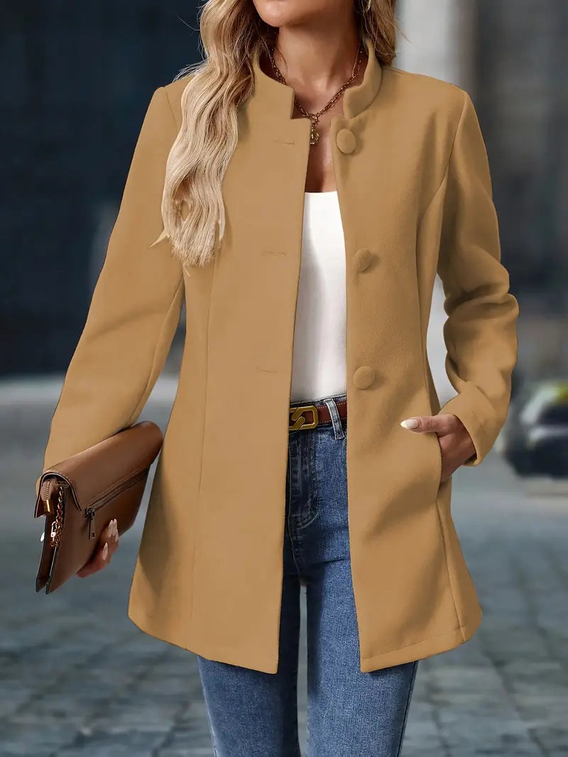 NOUVEAU RICHE Klassische Taillierte Jacke – Damen Jacke mit schmeichelhafter Silhouette, elegant, Beige, Schwarz oder Khaki, S–2XL – Luna