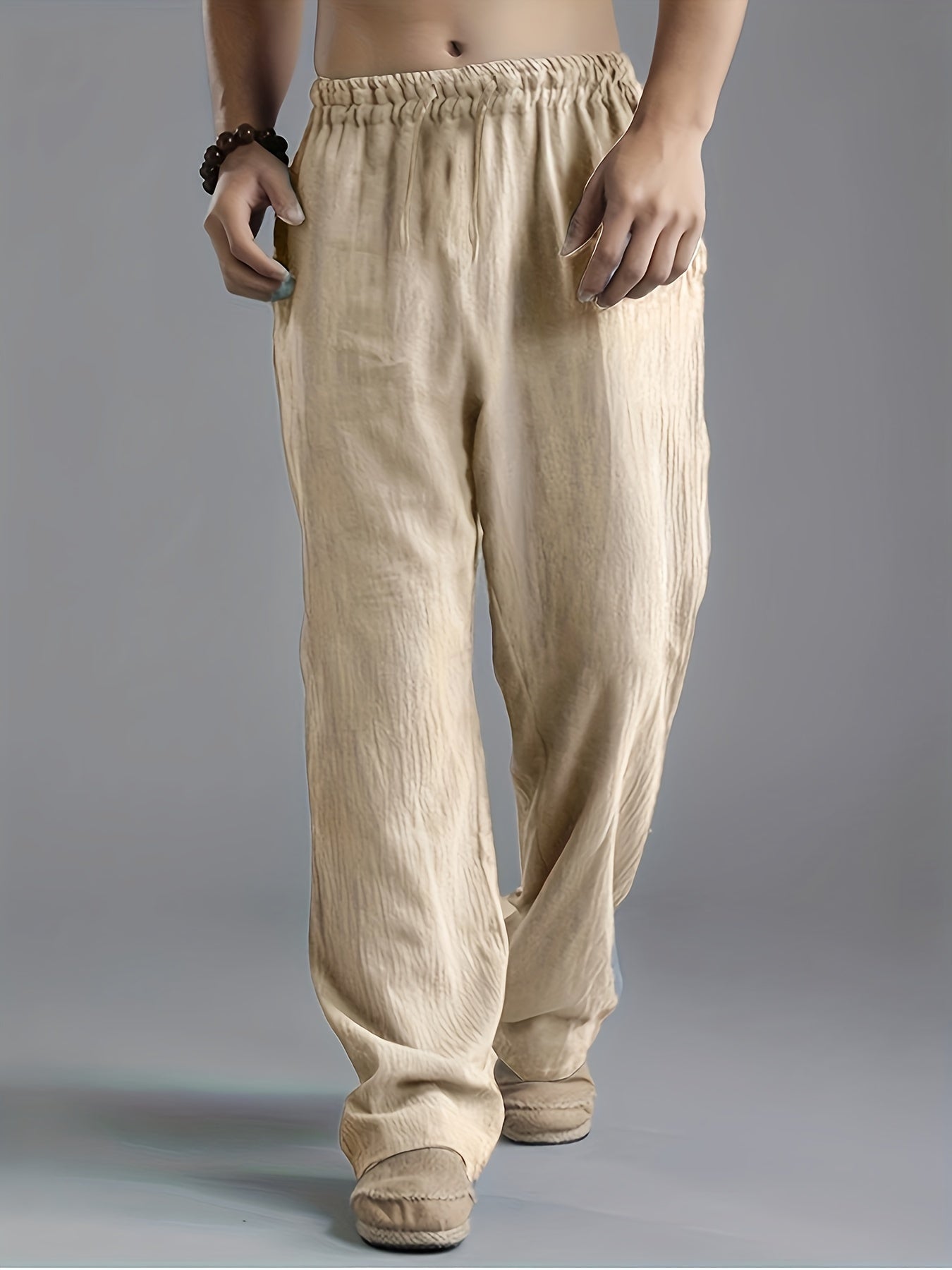 NOUVEAU RICHE Leinenhose Herren Elastischer Bund Lockere Atmungsaktiv