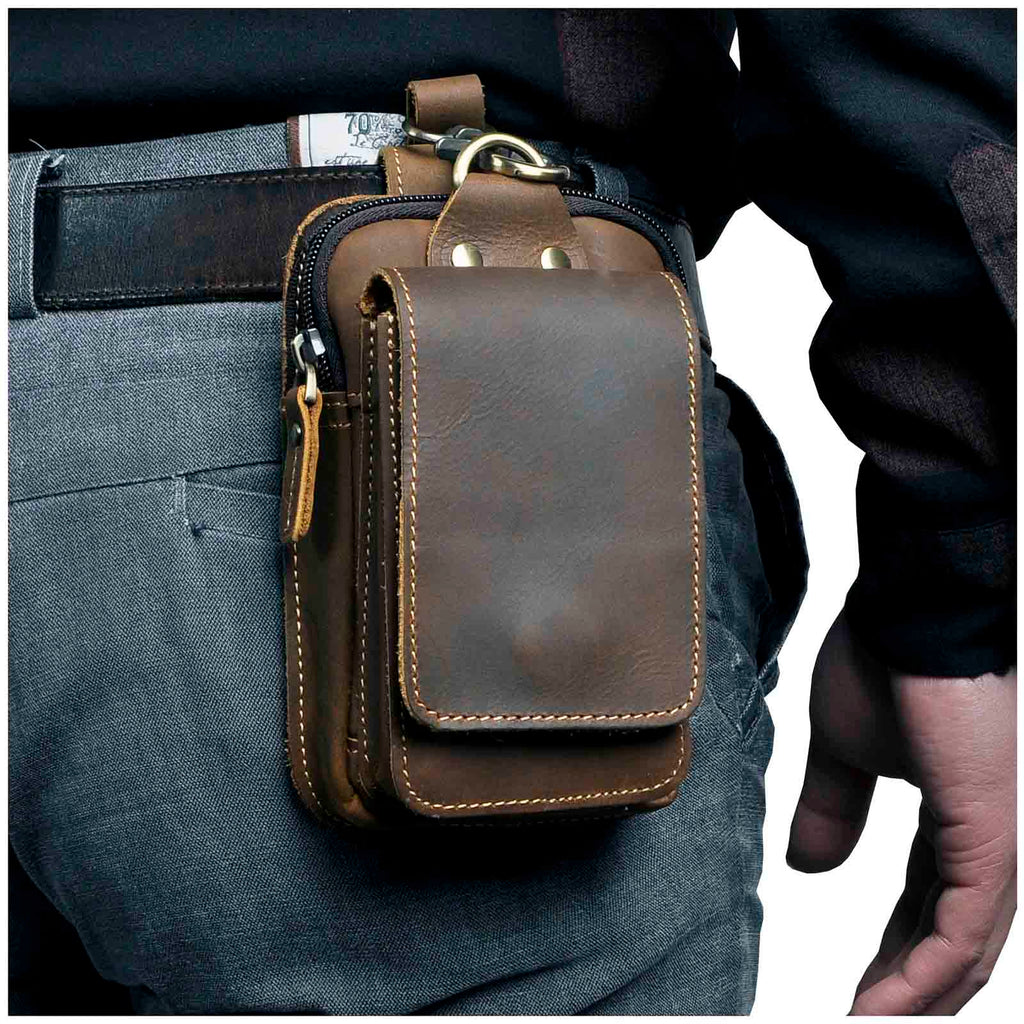 NOUVEAU RICHE Hermosa | Echtleder Herren-Gürteltasche Dunkelbraun