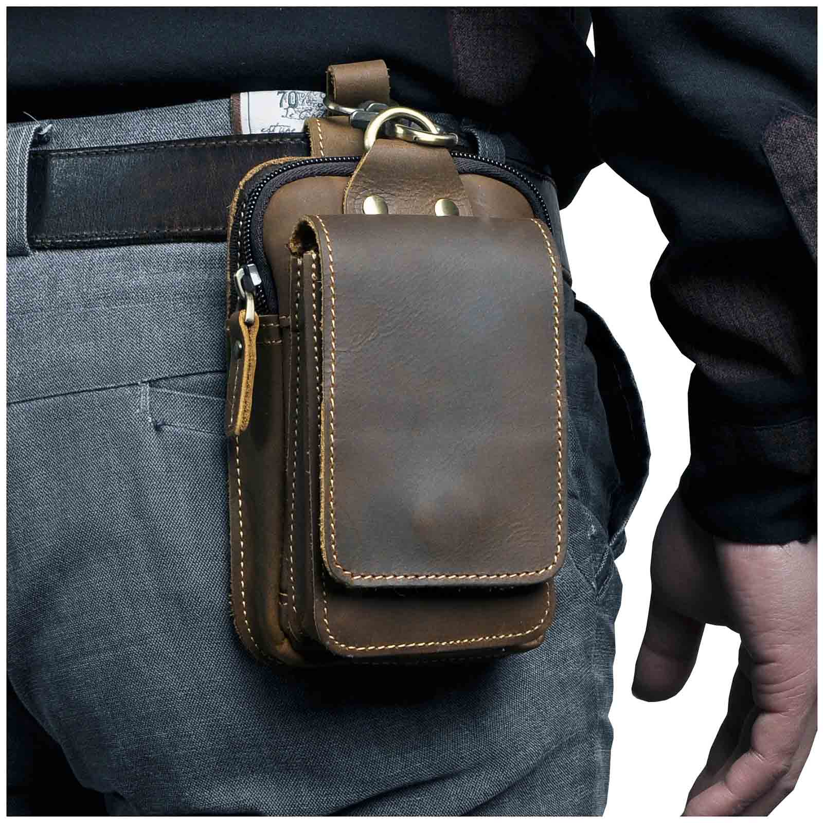 NOUVEAU RICHE Hermosa | Echtleder Herren-Gürteltasche Dunkelbraun