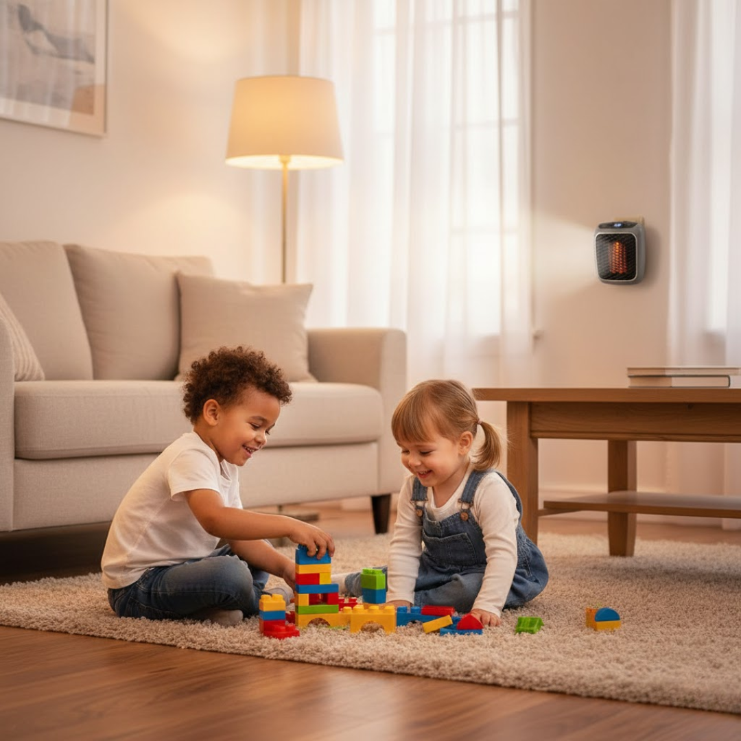 Termoventilatore dal design moderno – Termoventilatore elettrico compatto con timer, protezione antiribaltamento e antisurriscaldamento – EcoHeat