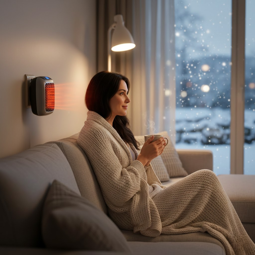 Termoventilatore dal design moderno – Termoventilatore elettrico compatto con timer, protezione antiribaltamento e antisurriscaldamento – EcoHeat