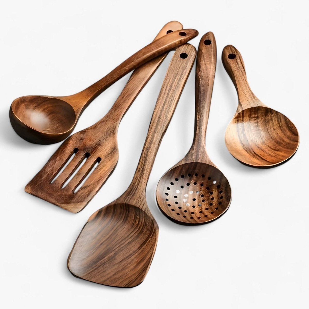 NOUVEAU RICHE 11-teiliges hitzebeständiges Küchenset aus Holz – Kochlöffel & Küchenhelfer aus Holz für Antihaftpfannen – WoodChef