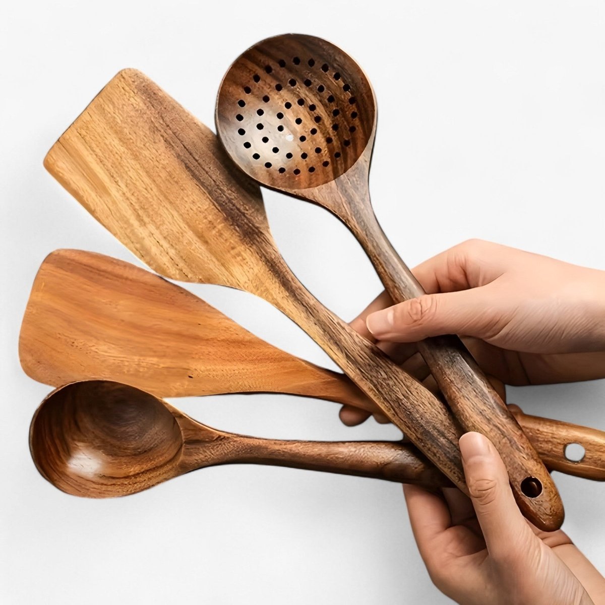 NOUVEAU RICHE 11-teiliges hitzebeständiges Küchenset aus Holz – Kochlöffel & Küchenhelfer aus Holz für Antihaftpfannen – WoodChef