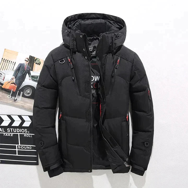 NOUVEAU RICHE Damen Premium Daunenjacke Lange Warm Stilvoll Skandinavisch Schwarz
