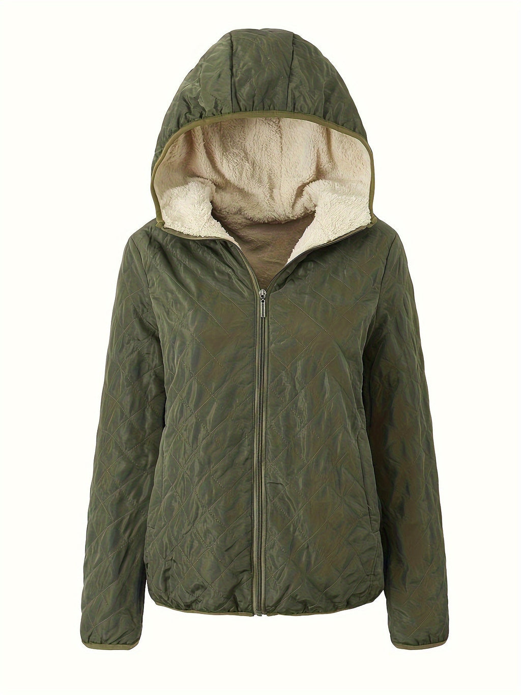 NOUVEAU RICHE Damen Wattierte Jacke Reißverschluss Kapuze Baumwollmischung