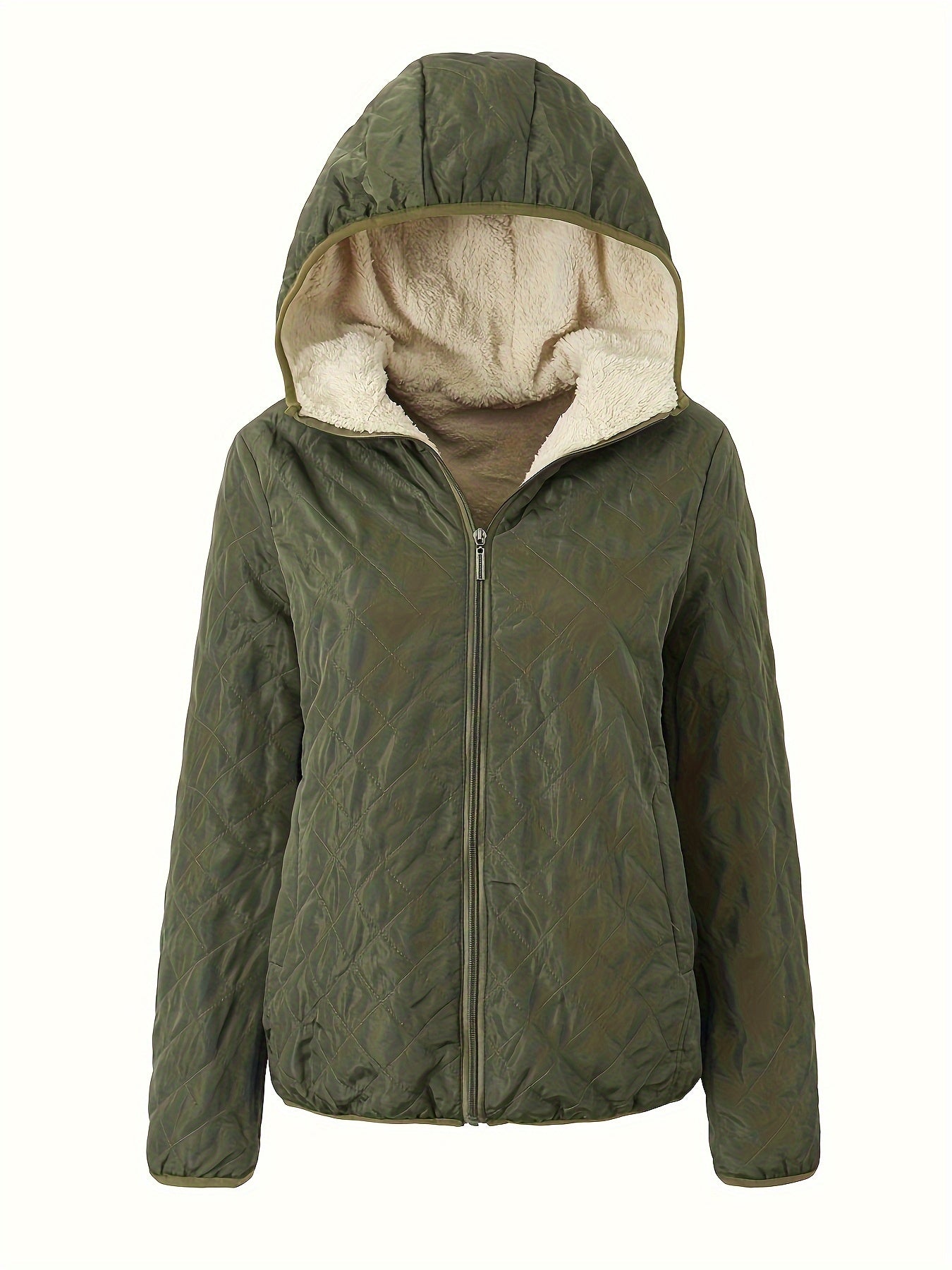 NOUVEAU RICHE Damen Wattierte Jacke Reißverschluss Kapuze Baumwollmischung