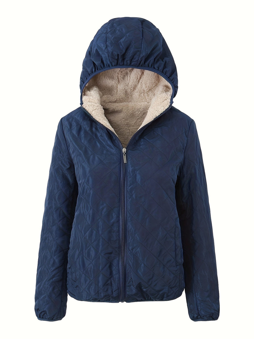 NOUVEAU RICHE Damen Wattierte Jacke Reißverschluss Kapuze Baumwollmischung