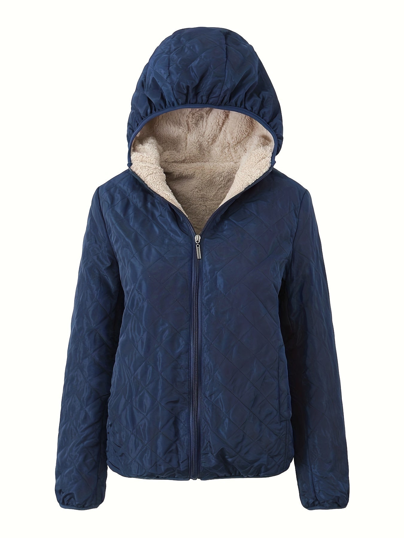 NOUVEAU RICHE Damen Wattierte Jacke Reißverschluss Kapuze Baumwollmischung