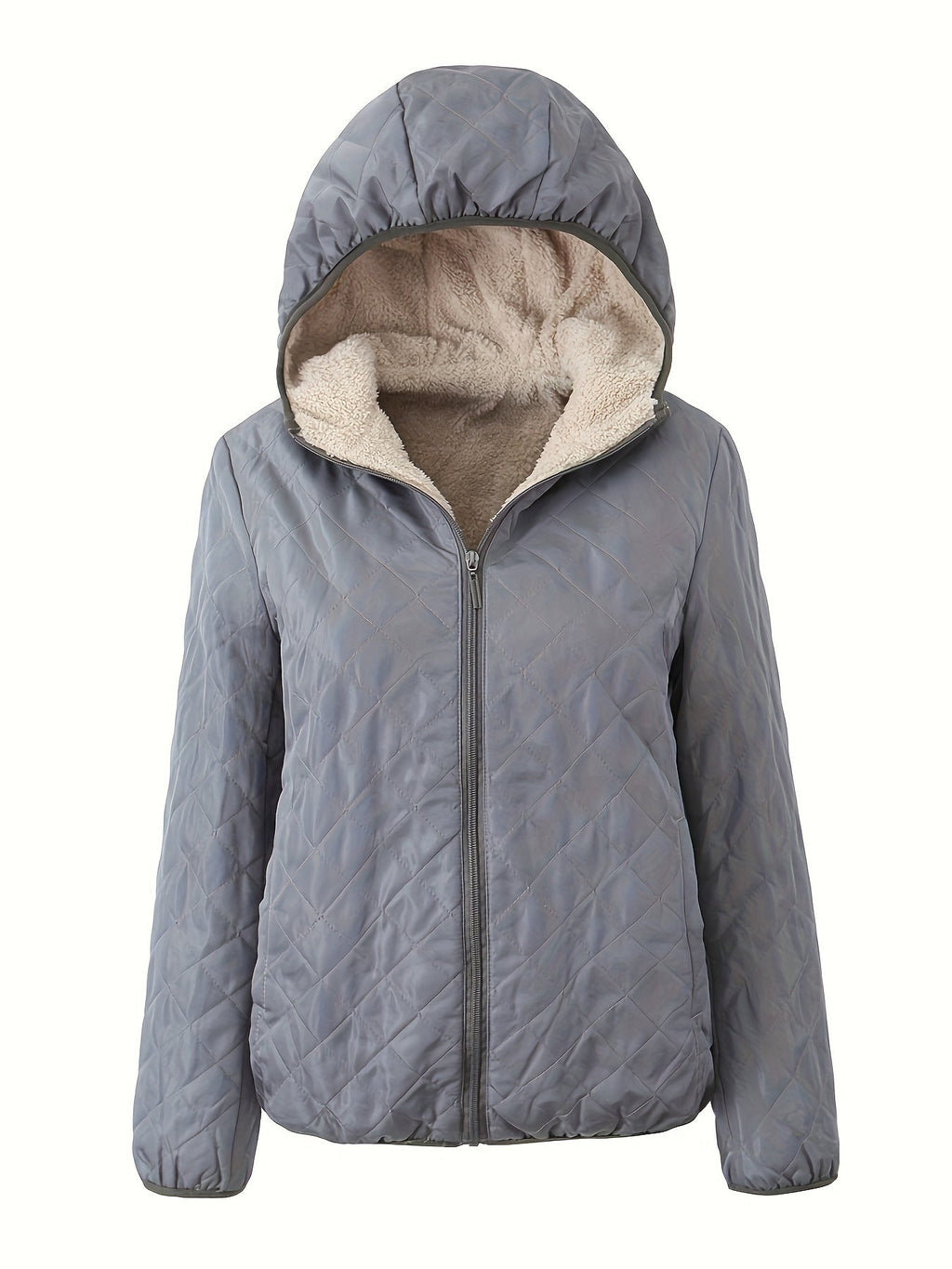 NOUVEAU RICHE Damen Wattierte Jacke Reißverschluss Kapuze Baumwollmischung