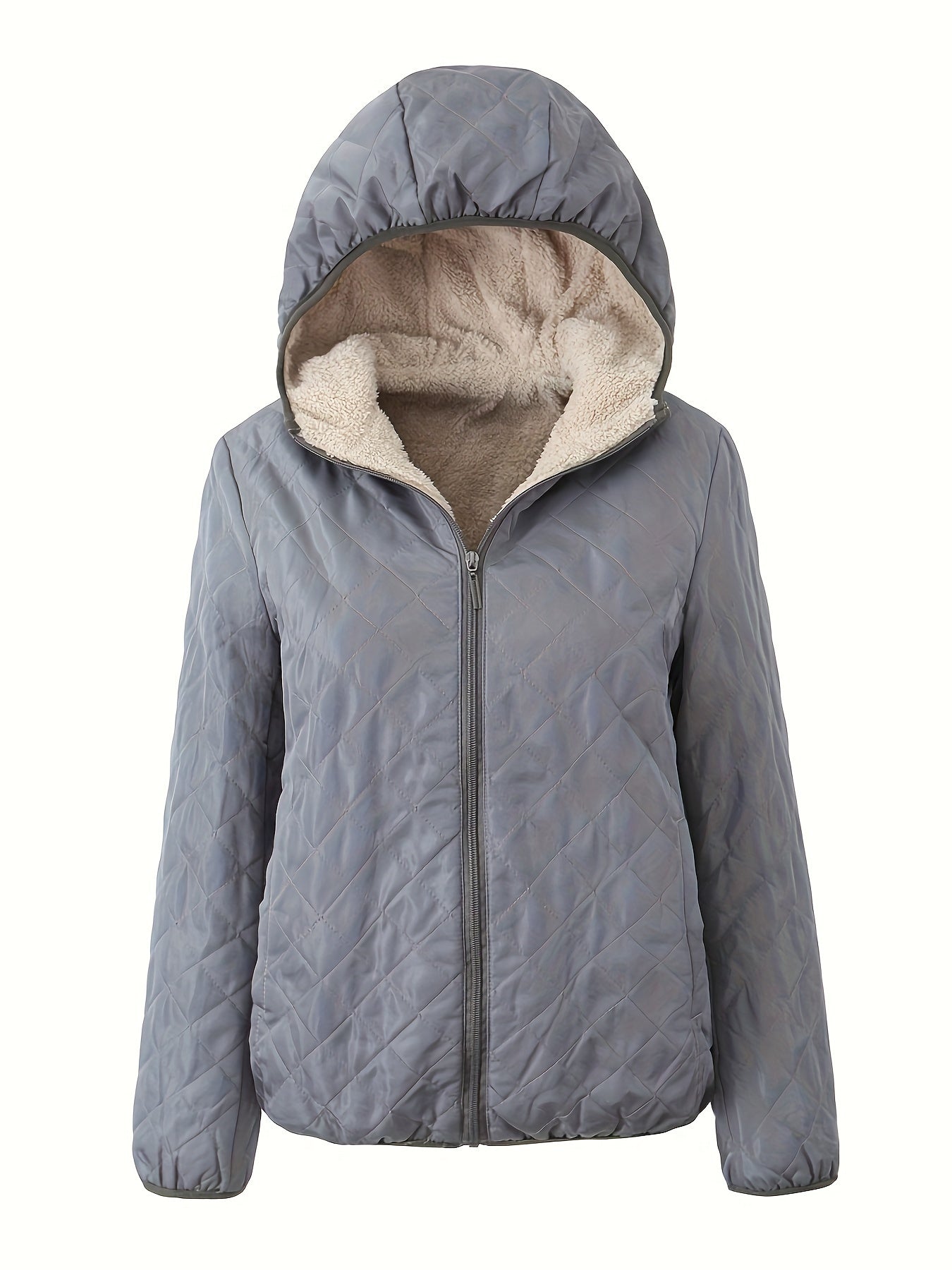 NOUVEAU RICHE Damen Wattierte Jacke Reißverschluss Kapuze Baumwollmischung