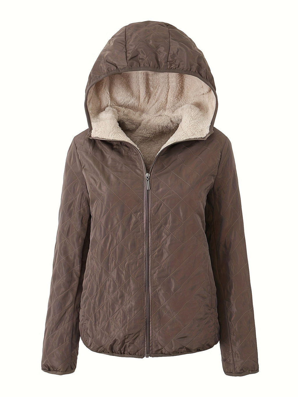 NOUVEAU RICHE Damen Wattierte Jacke Reißverschluss Kapuze Baumwollmischung