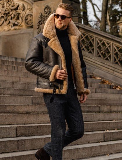 NOUVEAU RICHE Herren Klassische Fliegerjacke mit Reissverschluss – Bomberjacke & Pilotenjacke für Herren, S–5XL – Calico