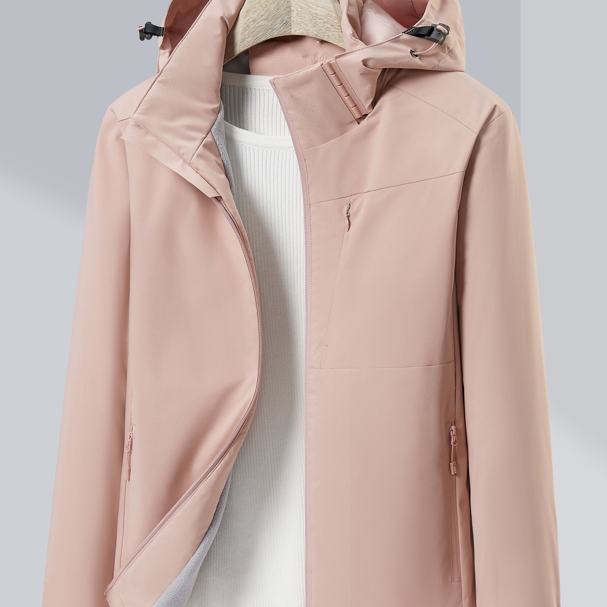 NOUVEAU RICHE Damen Outdoorjacke Winddicht Wasserdicht Polarfleece Futter Hellrosa