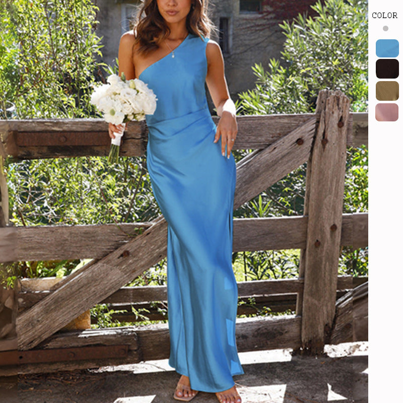 NOUVEAU RICHE Abendkleid Lang One Schulter Damen Hochzeit Und Events