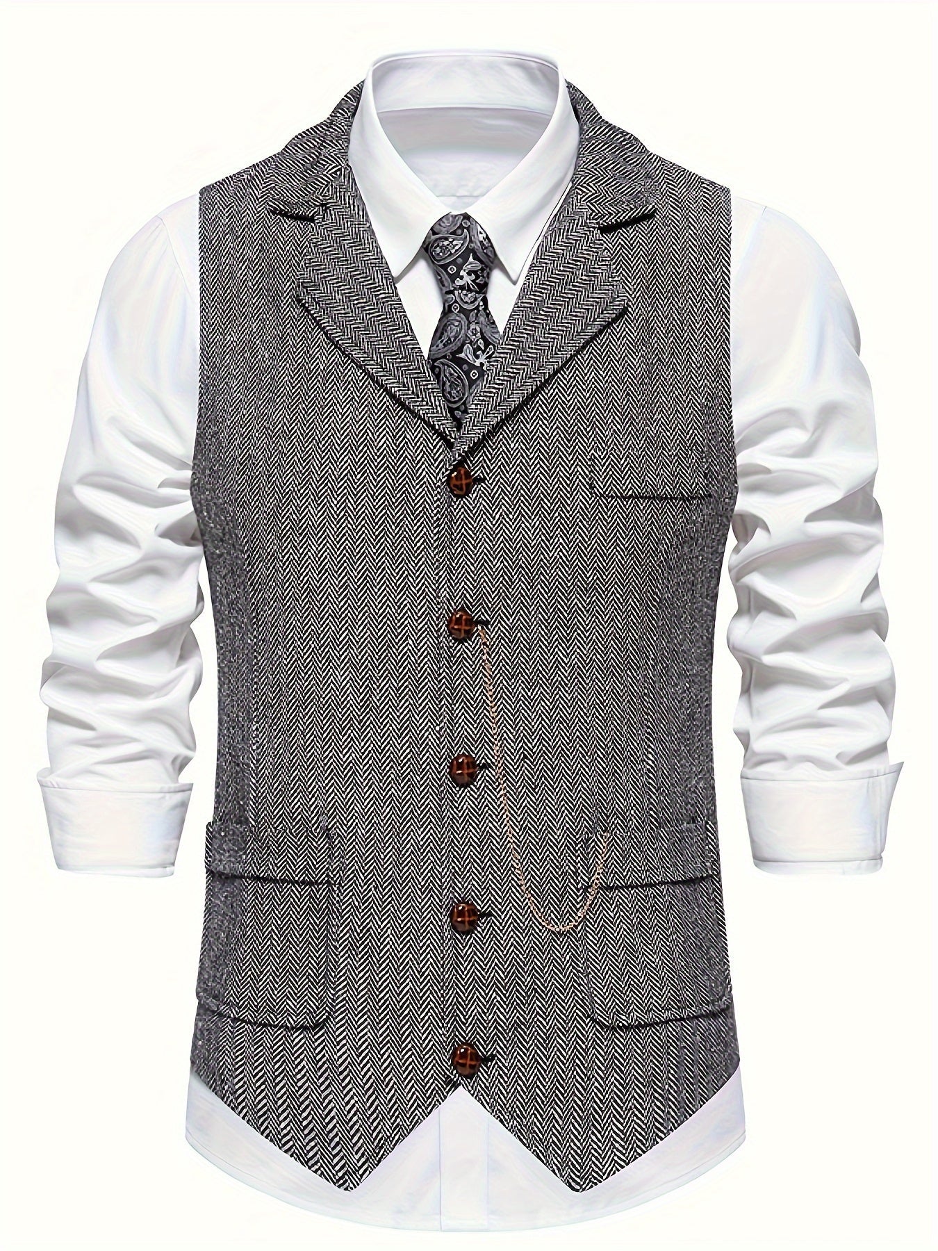 NOUVEAU RICHE Weste Herren Klassische Elegante Zeitlose Formelle Kleidung Hellgrau