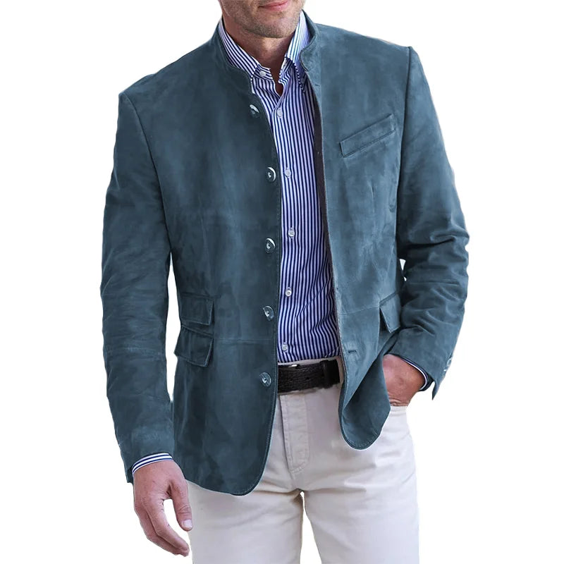NOUVEAU RICHE Herren Klassische jacke für Herren mit Knopfverschluss Blau