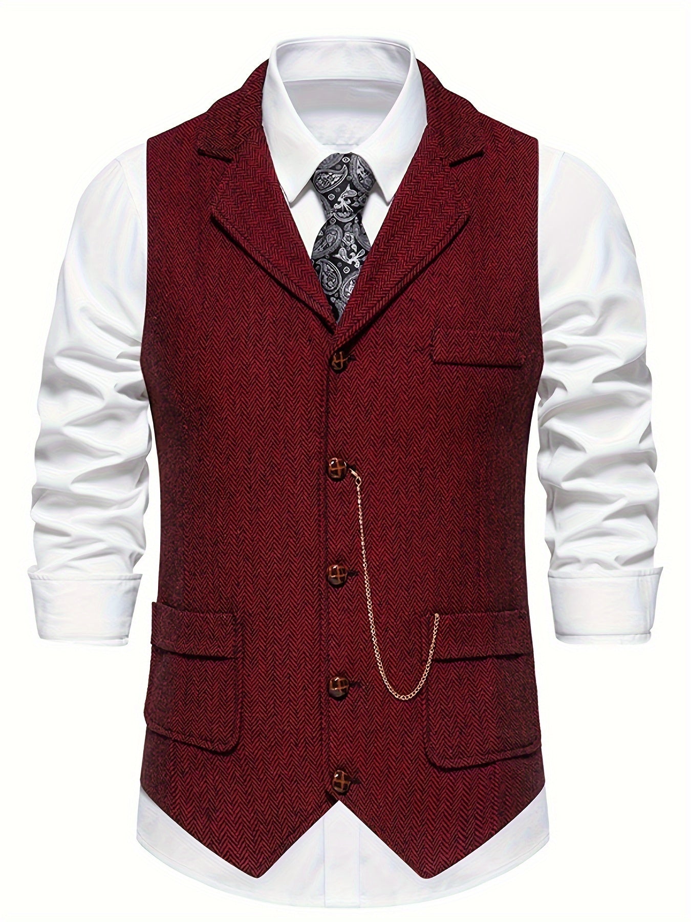 NOUVEAU RICHE Weste Herren Klassische Elegante Zeitlose Formelle Kleidung Rot