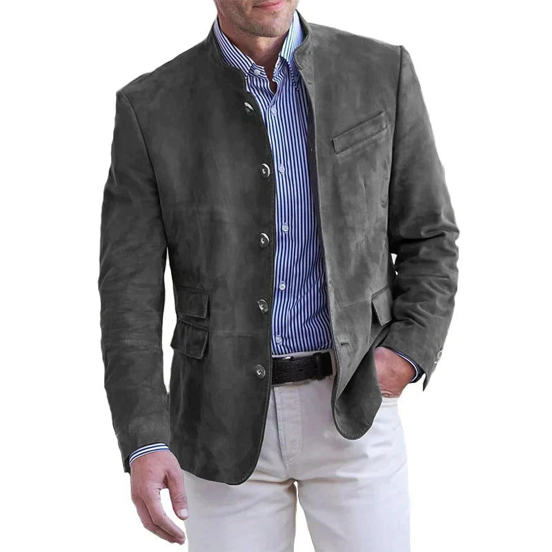 NOUVEAU RICHE Herren Klassische jacke für Herren mit Knopfverschluss Grau