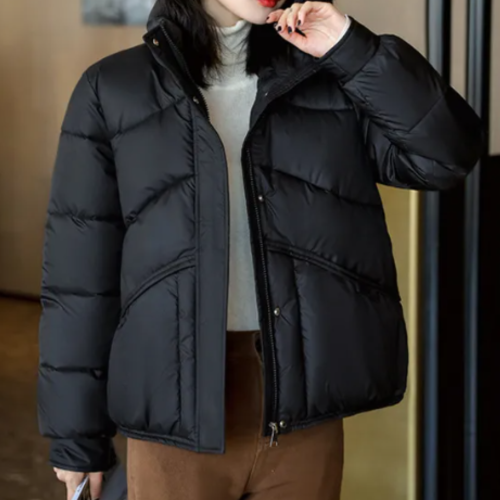 NOUVEAU RICHE Pufferjacke Damen – Warme Winterjacke im modernen Look für Alltag & Ausgang, Schwarz, XS-XL – Amore XL