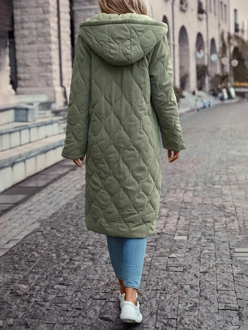 NOUVEAU RICHE Damen Steppmantel – Baumwollmantel mit Kapuze und Langen Ärmeln Größe