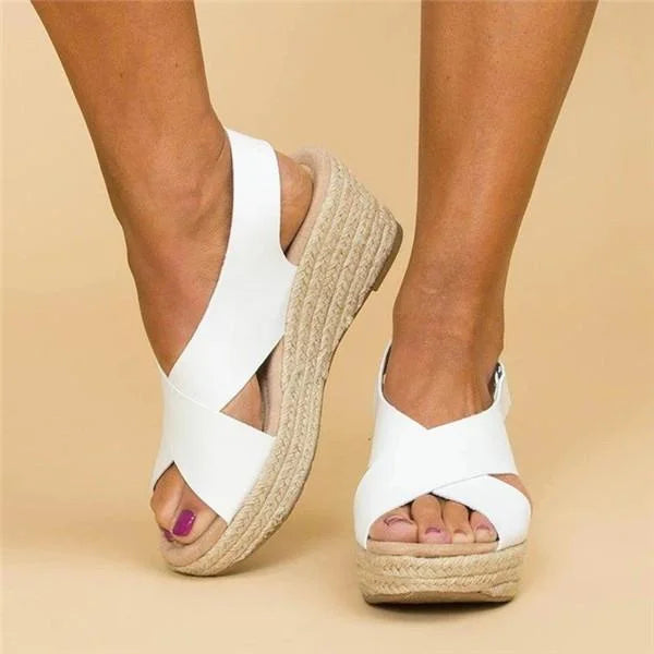 NOUVEAU RICHE Sommersandalen Damen Weiche Decksohle Verstellbare Riemen Weiß